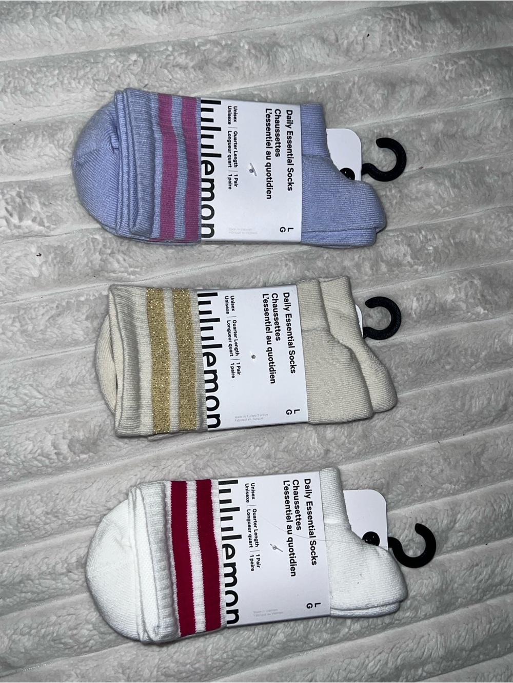 lululemon athletica Daily Essential women's Socks - White, Cream & purple
